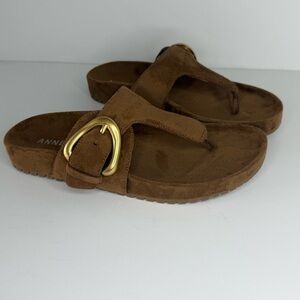 Anne Klein Tan Sandals with Gold Accent